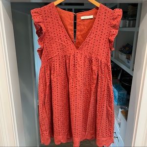 Mustard Seed V-neck Eyelet Dress (Size: Small)